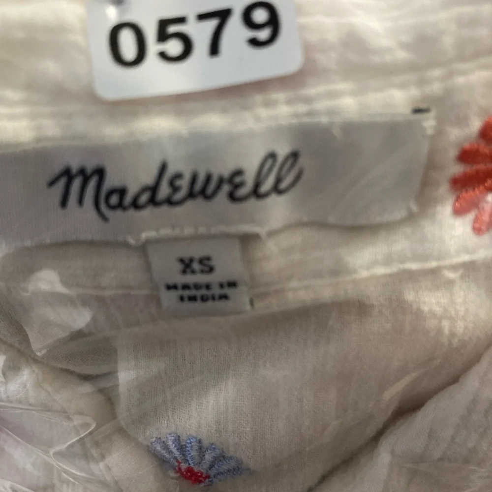 Madewell Shirt Daysi Women’s White XS Button Front Embroidered Floral Cotton - Picture 14 of 14